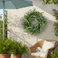 thumbnail image 6 of O Leaf Wreath, 24Inch Artificial Greenery Wreath With Os For Front Door, Wall Decor, Spring, Summer, Farmhouse, Home, Indoor, Outdoor, 6 of 7