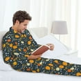 thumbnail image 6 of Yiaed Pumpkin Print Men’s Pajamas Set - Long Sleeve Button Down Sleep Shirt and Pajama Bottoms Sleepwear Set Mens Pjs Sets Men's Pajama Bottoms-Small, 6 of 7