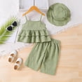 thumbnail image 5 of Toddler Baby Girls Summer Outfit Sleeveless Lace Embroidery Clothes Toddler Kids Tank Tops Bell-bottom Pants Set, 5 of 9
