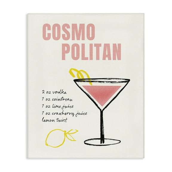 Stupell Industries Cosmopolitan Drink Recipe Food & Beverage Painting Gallery Wrapped Canvas Art Print Wall Art, 16 x 20