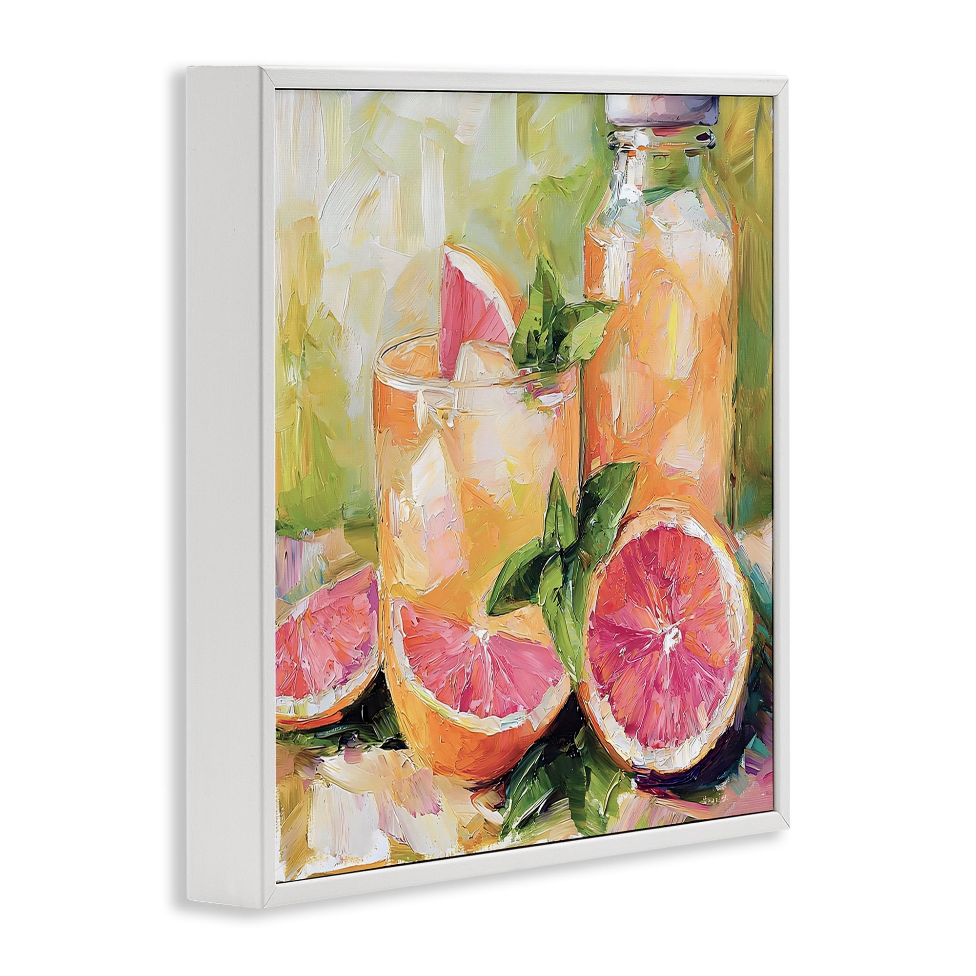 Stupell Industries Grapefruit Summer Refreshment White Framed Giclee Art, design by Riley B