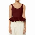 thumbnail image 3 of Women'S Bubble Hem Tank Top Scoop Neck Backless Sleeveless Patchwork Peplum Going Out Babydoll Shirts Wine Red M, 3 of 7