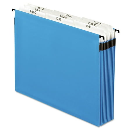 UPC: 0078787592254 | Pendaflex 59225 SureHook 5.25 in. Capacity 1/5-Cut Tabs 9 Sections Hanging Letter Folder – Blue
