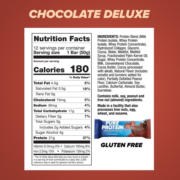 Pure Protein Bar, Chocolate Deluxe, 21g Protein, 1.76 oz, 12 Ct