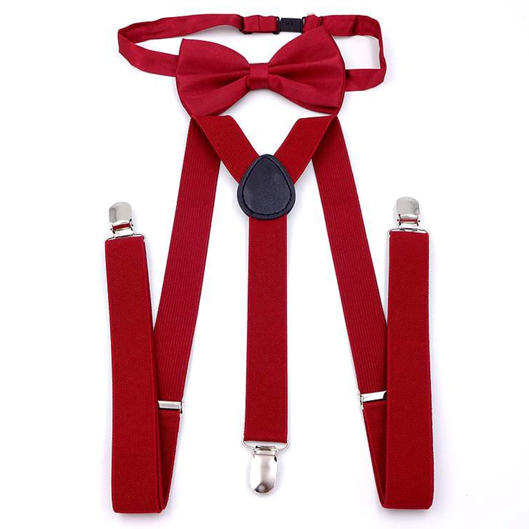 Cinny Elastic Solid Color 1 Suspender with 4 Metal Clips Kids Suspenders