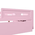 thumbnail image 5 of Harper & Bright Designs Full Size Platform Bed with Guardrail and Storage Drawers, Wood Platform Bed Frame with Two-Step Ladder for Boys Girls, Pink, 5 of 12