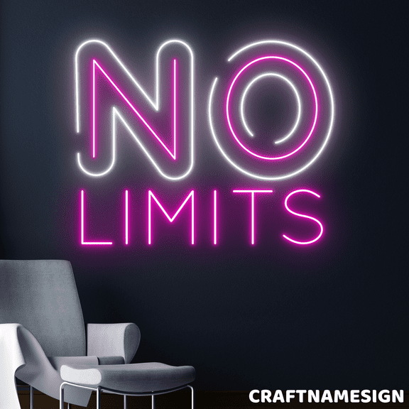 Craftnamesign No Limits Neon Sign, Bedroom Wall Art, Inspirational Wall Decor