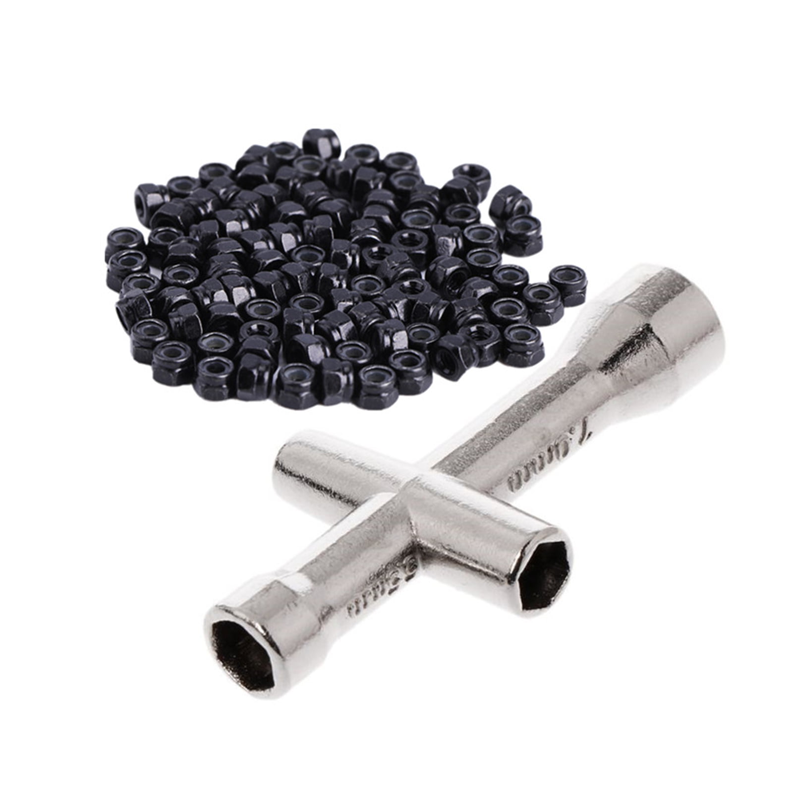 100x M2 x 0.4mm Self-Locking Nylon Insert Hex Nuts Black Carbon Steel 