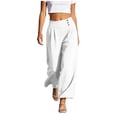thumbnail image 3 of Wide Leg Pants for Women Loose Yoga Pants with Pockets Silk-crepe/Regular/Tall Stretch Casual Lounge Pants Summer Beach Vacation Clothes, 3 of 7