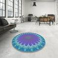 thumbnail image 3 of Ahgly Company Indoor Round Patterned Blue Turquoise Green Area Rugs, 4' Round, 3 of 6