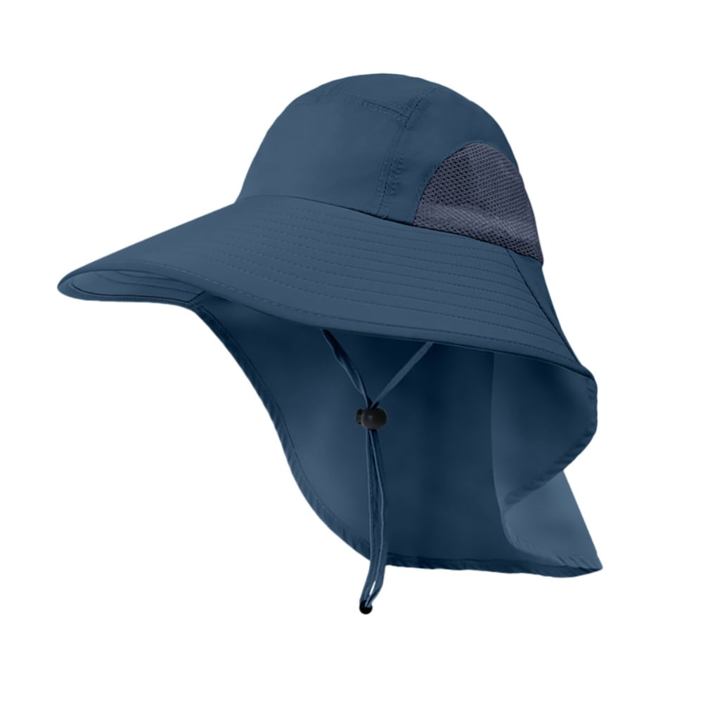 Women's Sun Hats Neck Flap Large Brim UV Protection Foldable Fishing Hiking Cap 