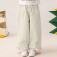 thumbnail image 6 of hengsof Girls Spring Summer Solid Elastic Waist Casual Pants Cute Ruffle Hem Cotton Loose Comfortable Long Pants for 2-14 Years Kids, 6 of 7