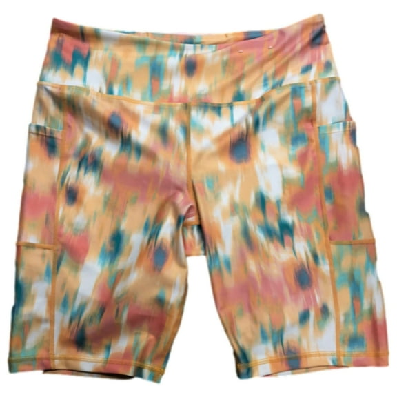 Xersion Womens Orange Floral Athletic Bike Shorts 10 inch High Rise 3X