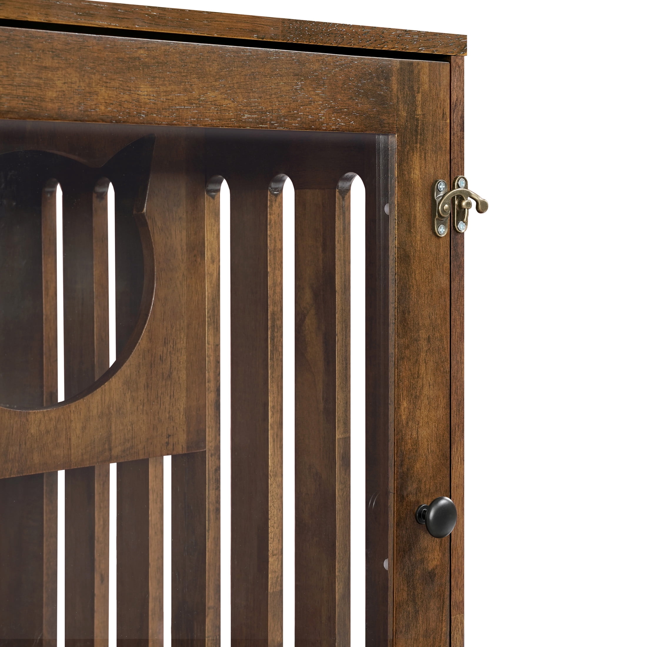 Christopher Knight Home Cat House Cabinet with Wheels & Door, Ventilated Indoor Pet Condo, Brown Oak