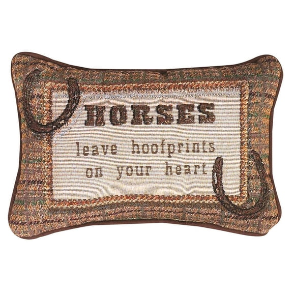 Manual 12.5 x 8.5-Inch Decorative Embroidered Word Pillow, Horses Leave Hoofprints