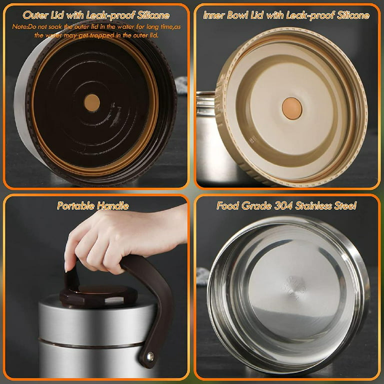 Fijoo 27oz Stainless Steel Thermos Food Jar + Folding Spoon (White) - Fijoo