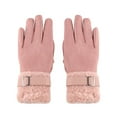 thumbnail image 2 of Aueoeo Winter Gloves For Women Touched Screen Gloves Fashion Warm Fleece Lined Gloves With Straps Thermal Full Finger Bike Gloves Pink, 2 of 7