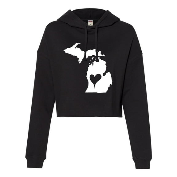 Womens I Love Michigan I Heart Michigan Cropped Hooded Sweatshirt