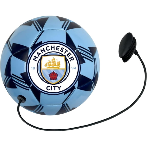 Icon Sports Man City Training Ball, Size 4, Sky/Navy, PVC, Cord