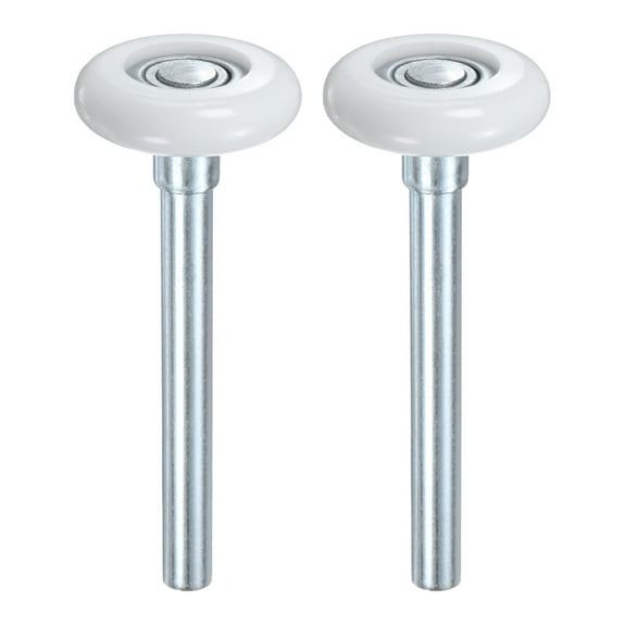 Uxcell 2-Pack Nylon Garage Door Rollers, 1.8" Garage Door Wheels 4.3" Stem, Stamped Bearings for Garage Doors, White