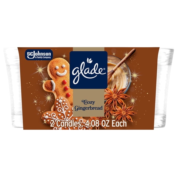 Glade® Jar Candle, Cozy Gingerbread, 4.08oz., 2 count