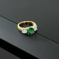 thumbnail image 4 of Gem Stone King 18K Yellow Gold Plated Silver Green Nano Emerald and White Moissanite Engagement Ring for Women | 3.25 Cttw | Round 8MM | Gemstone May Birthstone | Size 8, 4 of 5
