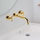 thumbnail image 5 of Grifo mural para lavabo con caño giratorio de 360 ​​grados, acabado electrochapado, doble cruz. Oro, 5 of 8