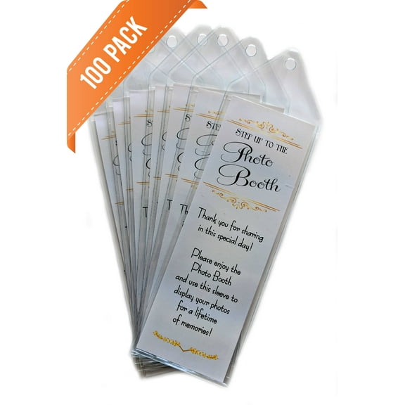 Photo Booth Nook Premium 2x6 Photo Strip Bookmarks with Hanging Hole Clear 100 Count