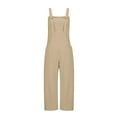 thumbnail image 4 of FAIWAD Womens Casual Overalls Jumpsuits Sleeveless Wide Leg Spaghetti Strap Rompers With Pockets (Large, Khaki2), 4 of 4