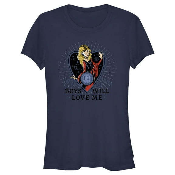 Junior's Hocus Pocus Sarah Boys Love Me  Graphic Tee Navy Blue Small