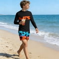 thumbnail image 7 of BRGZLK Boy's 2 Piece Swimsuit Summer 2026 Tropical Graphic Long Sleeve Modest Swimsuit with Shorts Beach Vacation Swimsuit Surf Suit Set Orange 7-8 Years, 7 of 7