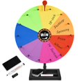 thumbnail image 1 of AugFir Roue de Prix de Table de 18 Pouces, Roue de Prix Rotative avec Support et Base de Rangement, Comprenant une Roue de Prix avec 14 Sections de Couleurs Personnalisables. Costume, 1 of 6