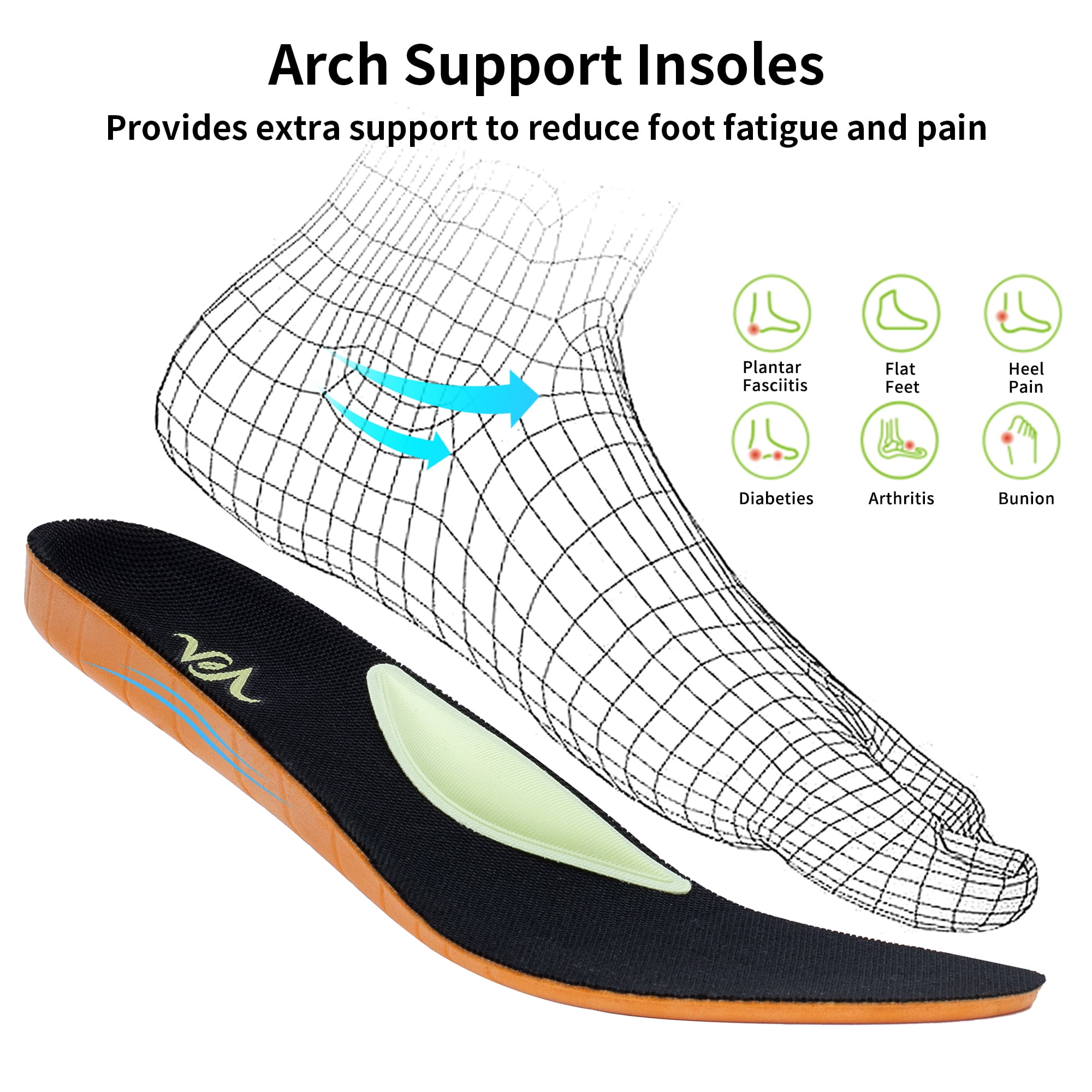 AOV Wide Toe Box Shoes Women Arch Support Walking Shoes for Plantar Fasciitis Orthotic Air Tennis Sneakers AllBlack Size 10