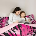 thumbnail image 5 of Homewish Zebra Cheetah Print Bedding Comforter Set, Black Pink Stripes Twin Comforter Sets, Vintage Oil Printing Reversible Bedding Set, Super Cozy Room Decor, 2 Pieces, 5 of 8