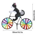 thumbnail image 2 of Molino de viento para jardín, bicicleta para gatos y perros, molino de arcoíris, juguetes para exteriores para niños (gato amarillo), 2 of 5