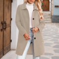 thumbnail image 2 of Mid Length Coat With Notch Lapel Button Front Pockets Long Sleeve Winter Outerwear For Cold Weather, 2 of 4