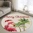 thumbnail image 2 of Christmas Flamingos Round Area Rug 4 FT, Non Slip Indoor Outdoor Rug, Xmas Balls Tree Rustic Washable Soft Circular Carpet Non-Shedding Floor Mat for Coffee Table Nursery Foyer Balcony, 2 of 9