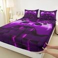 thumbnail image 3 of jejeloiu Cute Console Gamepad Full Size Sheets,Gamer Gaming Bed Sheets,Purple 3D Checkered Sheet Sets For Girls Boys,Super Cozy Room Decor,4pcs, 3 of 7