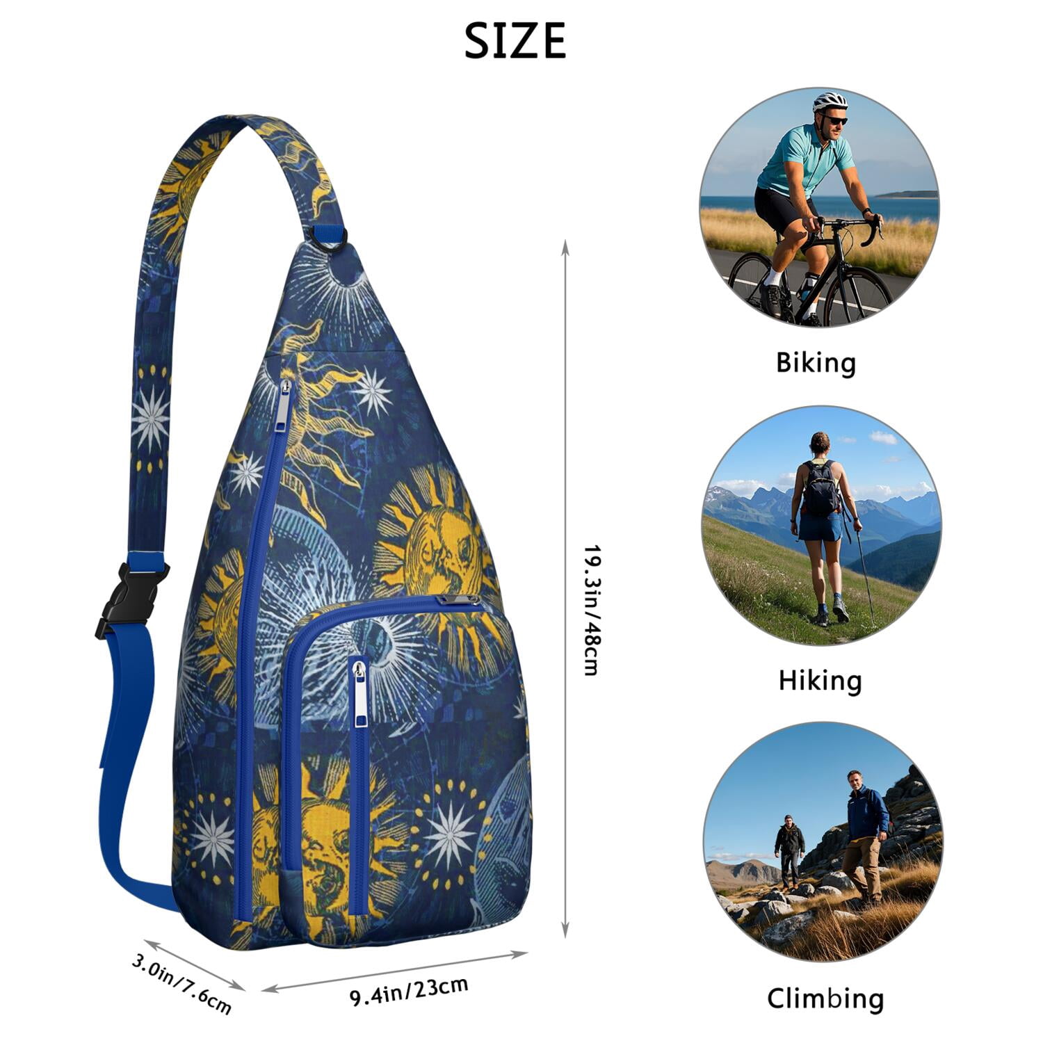 Ethereal Moon Crossbody Bag - Dark Celestial Star & Constellation Art, Lightweight Adjustable Strap Sling Bag for Men