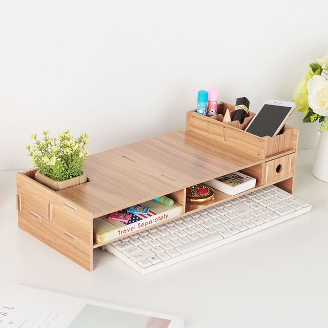Estante de escritorio, soporte para monitor y computadora portátil, soporte para escritorio de oficina, soporte para pantalla de computadora, rendimiento de primer nivel