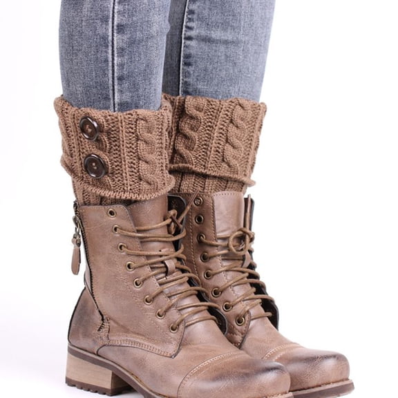 PENIKOKO Khaki Cable Knit Leg Warmers Stretchy Soft Fabric Comfortable Socks for Women and Men Keeping Legs Warm