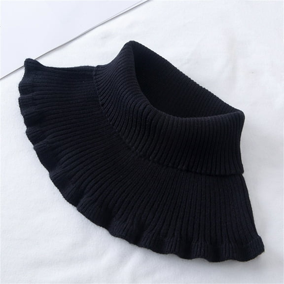 Rigardu Hot Sale!! Scarf for Women Winter 2025 Women's Turtleneck Dickey Collar Knitted Detachable Collars Mock High Turtleneck Dickey Collar for Women Girl Black One Size