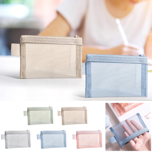 Bolsa de almacenamiento de malla transparente | Pequeño organizador portátil multifuncional 3D | Diseño verde de doble capa para cosméticos, joyas, artículos de papelería, artículos de viaje