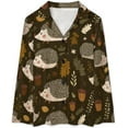 thumbnail image 4 of HPINK-T Cute Hedgehogs Autumn Women's Long-Sleeve Shirt And Full-Length Bottom Pajama Set, 4 of 6
