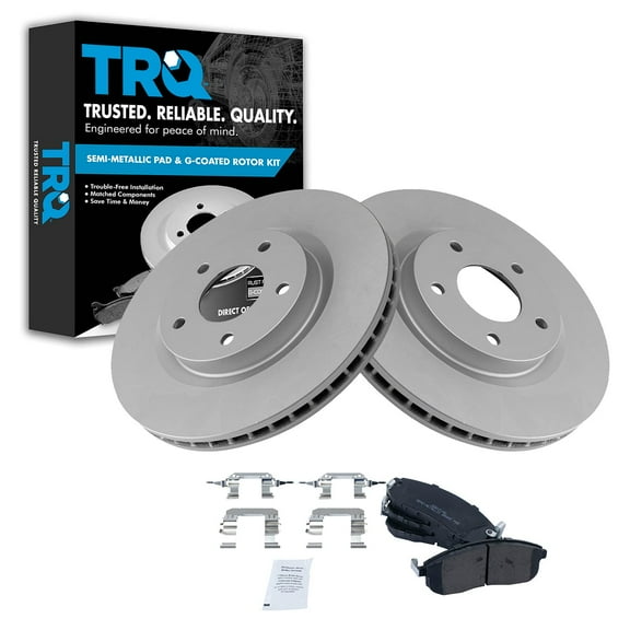TRQ Front Brake Pad & Rotor Kit Brake Pads Brake Rotor Semi-Metallic Vented Premium G-Coated Fits Select 2007-2012 Nissan Sentra