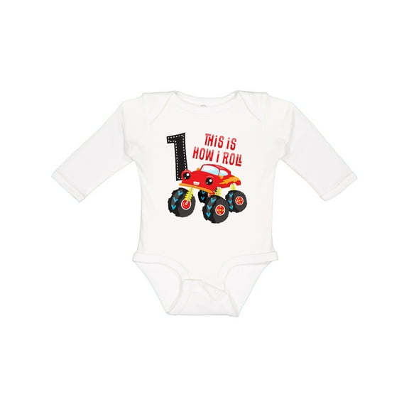 Inktastic Monster Truck How I Roll 1st Birthday Boys Long Sleeve Baby Bodysuit