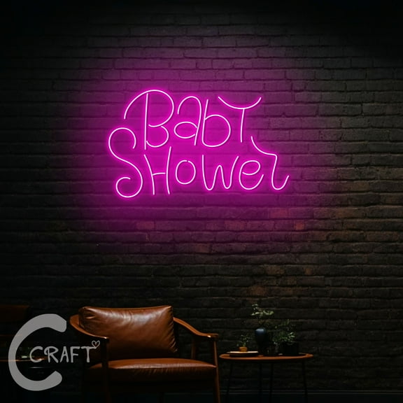 C-CRAFT Baby Shower Neon Led Light Up 18 inch for Baby First Birthday Gender Reveal Wall Decor