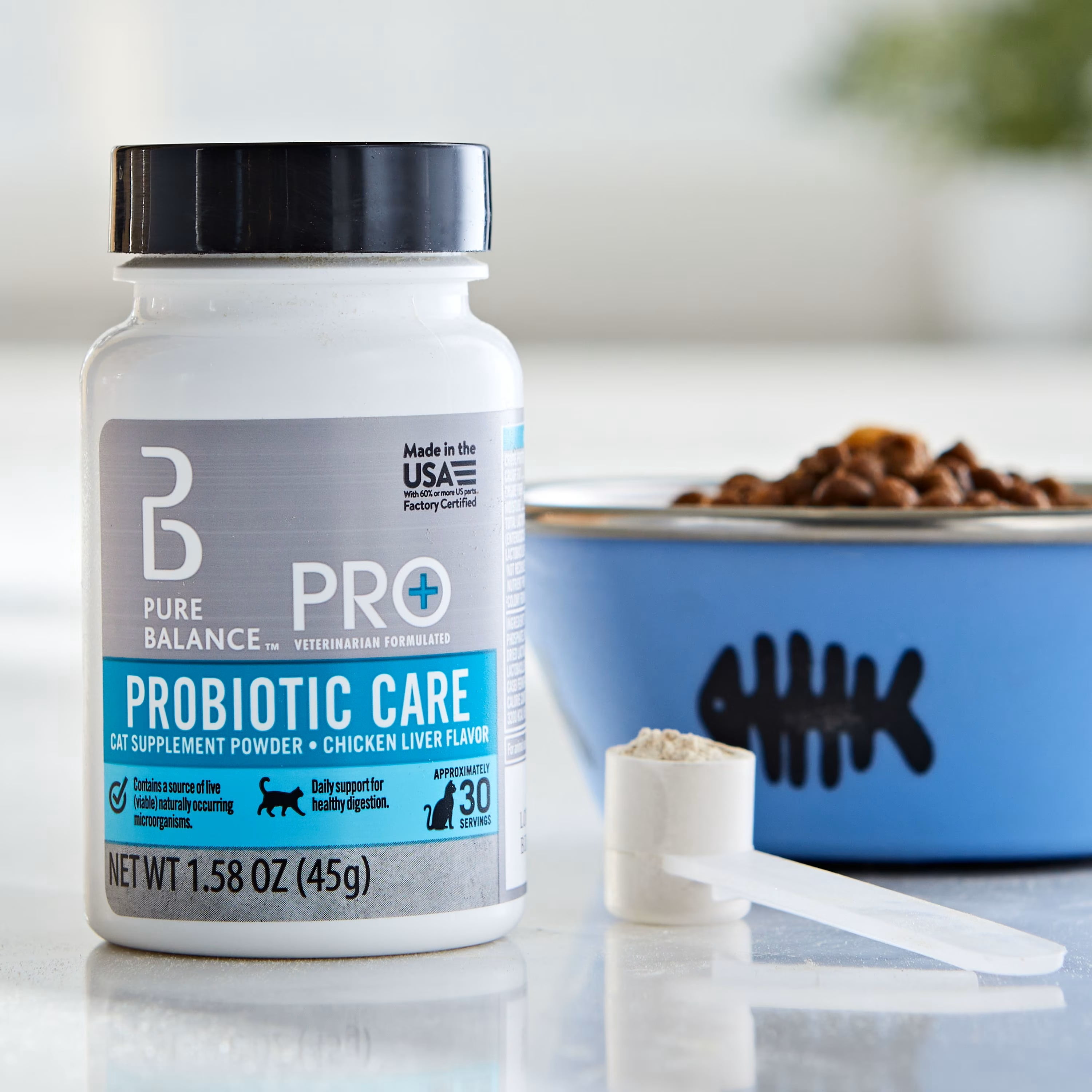 Pure Balance Pro+ Veterinarian Formulated Probiotic Care for Cats, Chicken Liver Flavor, 30 Servings