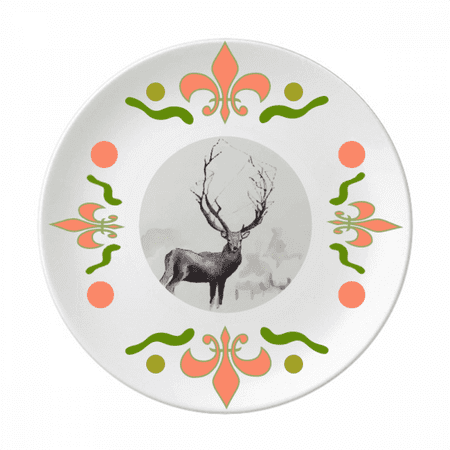 

Reindeer mas Artistic Effect Watercolor Flower Ceramics Plate Tableware Dinner Dish