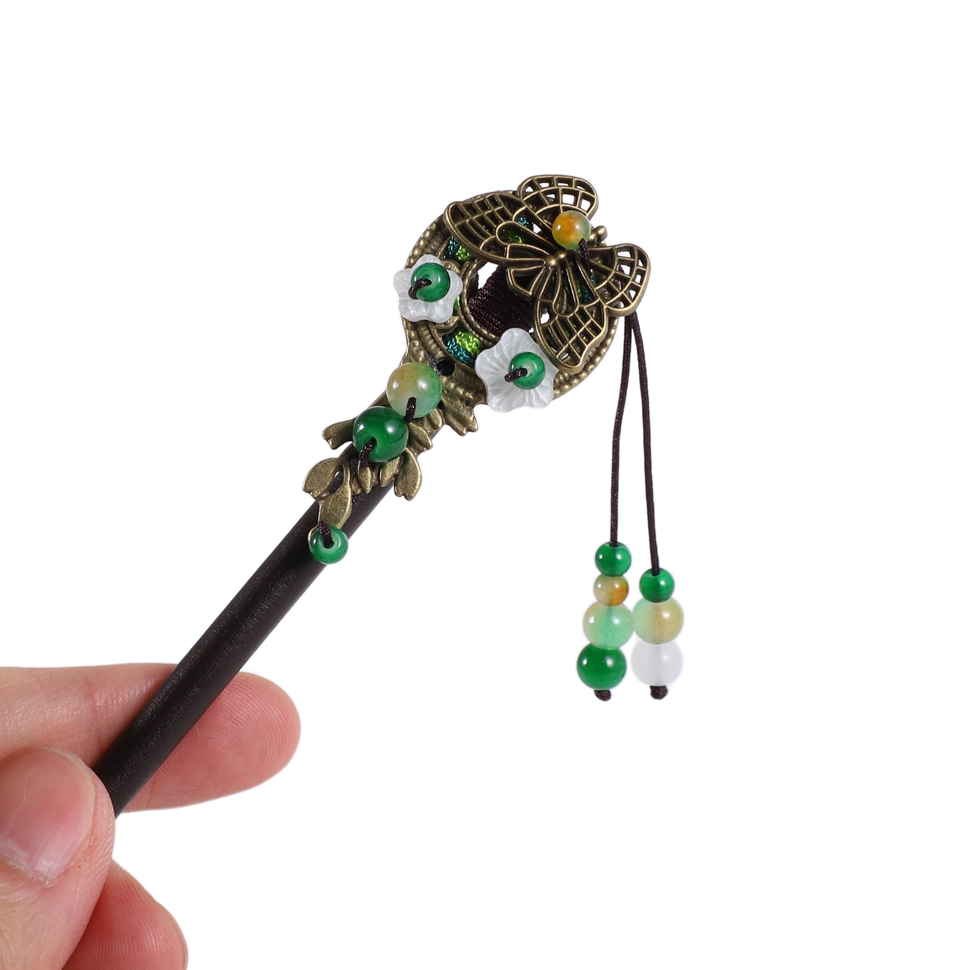 Unique Bargains Hair Stick Pin for Women 1Pc Black, Green, White [Flower Butterfly]